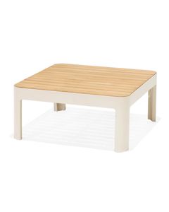 Table basse de jardin carrée - Teck et aluminium blanc 72cm Azur