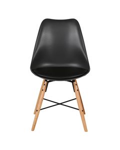 Chaise scandinave à coque noire et piétement croisillon Bingo