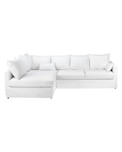 Canapé d'angle velours texturé blanc - Angle gauche Cervione