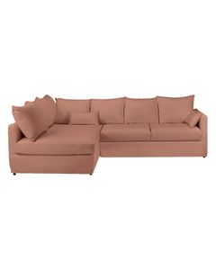 Canapé d'angle convertible velours texturé pêche - Angle gauche Cervione