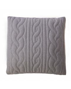 Housse de coussin grise brodée en laine 45 x 45 cm Cléo