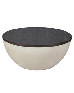 Table basse ronde design en béton et chêne Dakao