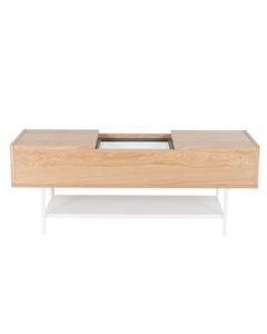 Table basse 120 cm plaqué chêne et laqué blanc Esprit