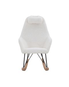 Rocking-chair scandinave effet laine mohair blanc Evy