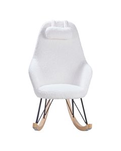 Rocking-chair scandinave effet laine mohair blanc Evy
