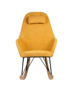 Rocking-chair scandinave tissu jaune Evy