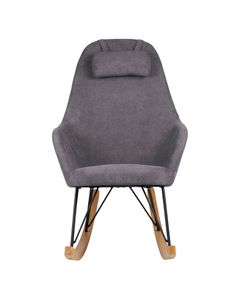 Rocking-chair scandinave en tissu gris clair et bois Evy