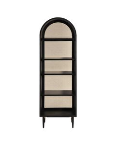 Bibliothèque cannage naturel et chêne noir 5 niches 190 cm Exalt
