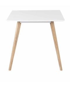 Table repas Scandinave carrée blanche et pieds chêne 80x80 cm Flamy