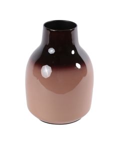 Vase déco moderne fer émaillé bicolore rose poudré h 23,5 cm Haley