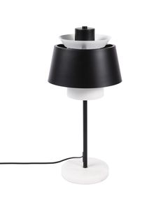 Lampe de table en fer noir et blanche et socle en marbre Mira