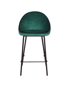 Chaise de bar velours vert canard surpiqué design Maya