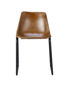 Chaise cuir véritable marron et pieds luge métal Montecristo