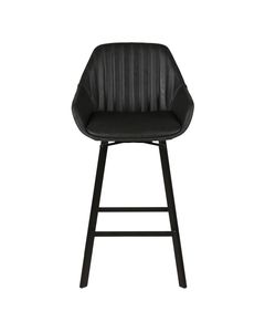 Chaise de bar pivotante noir vielli pieds métal Moss
