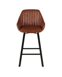 Chaise de bar pivotante marron pieds métal Moss