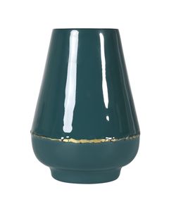 Vase en fer émaillé vert et détails en laiton Olia