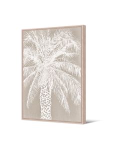 Toile en relief et cadre naturel en pin 60x90 palmier Pôdevache