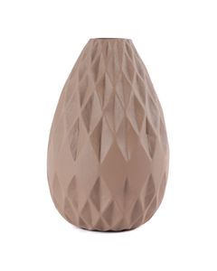 Vase moderne design graphique métal émaillé taupe h 21 cm Rubis