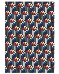 Tapis bleu motifs hexagonales en laine 230 x 160 cm Diago