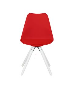 Chaise repas rouge pied blanc TESS