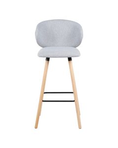 Chaise de bar tissu gris clair pieds en bois Tiago