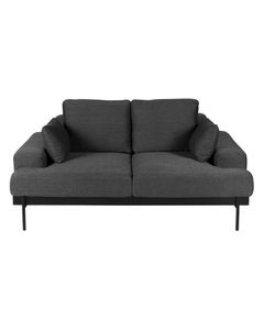 Canapé 2 places tissu gris foncé design et pieds métal noir mat Yoko