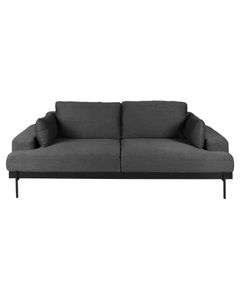 Canapé 3 places tissu gris design et pieds métal noir mat Yoko