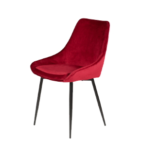 Chaise en velours rouge pieds métal BARI